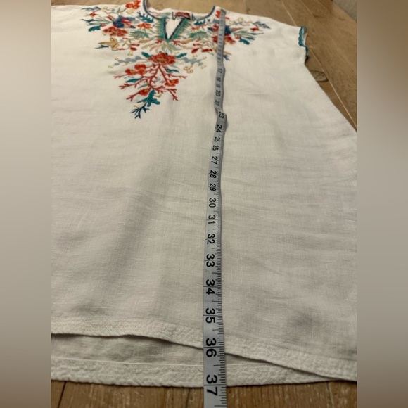 Johnny Was Floral Embroidered Linen Top / Tunic Size Large Boho White - Picture 4 of 8